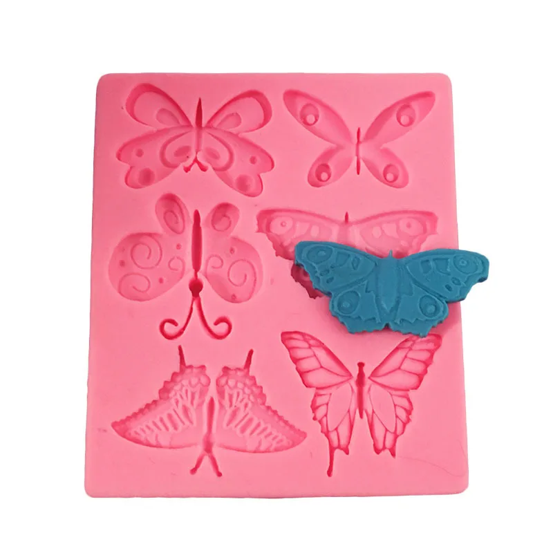 Yiwu Bobao 3D 6 cheap funny butterfly fondant Baking Silicone Molds for cookie Cake decoration nail art and clay sculpture