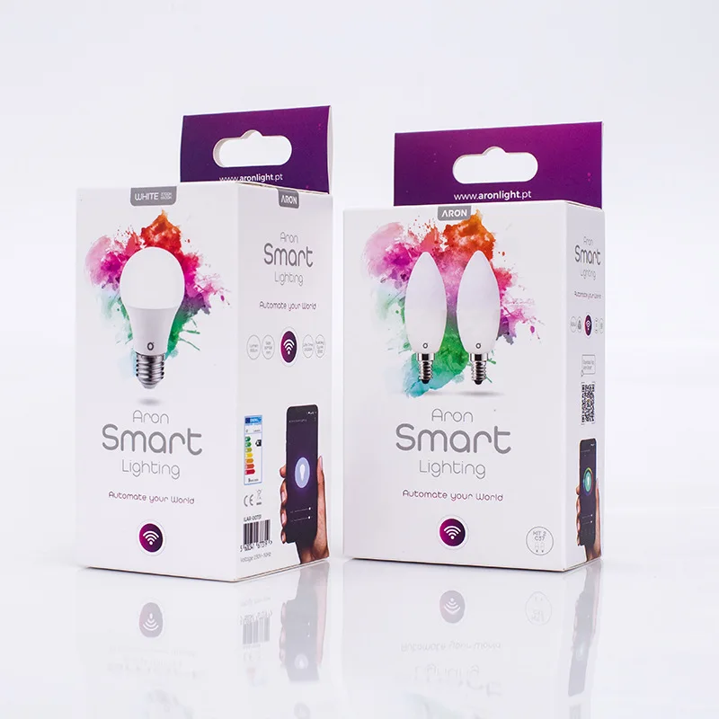 Custom Design Printed White Cardboard Paper LED Lighting Bulb Packaging Box