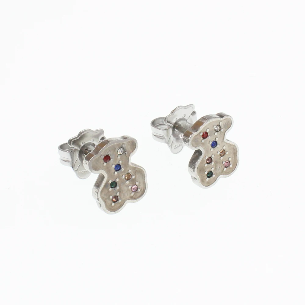 Bear Shaped Wholesale Cheap Stainless Steel Matte Finish Big Gold Stud Earrings jewelry wholesale