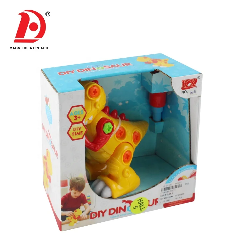 
HUADA 2021 New Styling Kids DIY Disassemble Plastic Build Block Yellow Dinosaur Figures Toys 