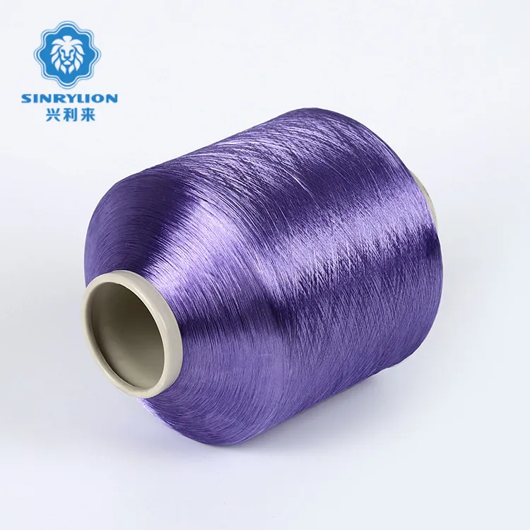 
Bright colors high stretch tenacity FDY polyester dope dyed warp yarn 
