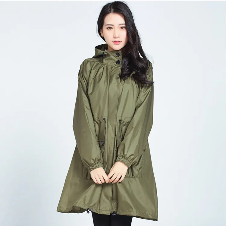 Female fashion adult hiking long waterproof raincoat breathable Korean Version cute raincoat Windbreaker raincoat