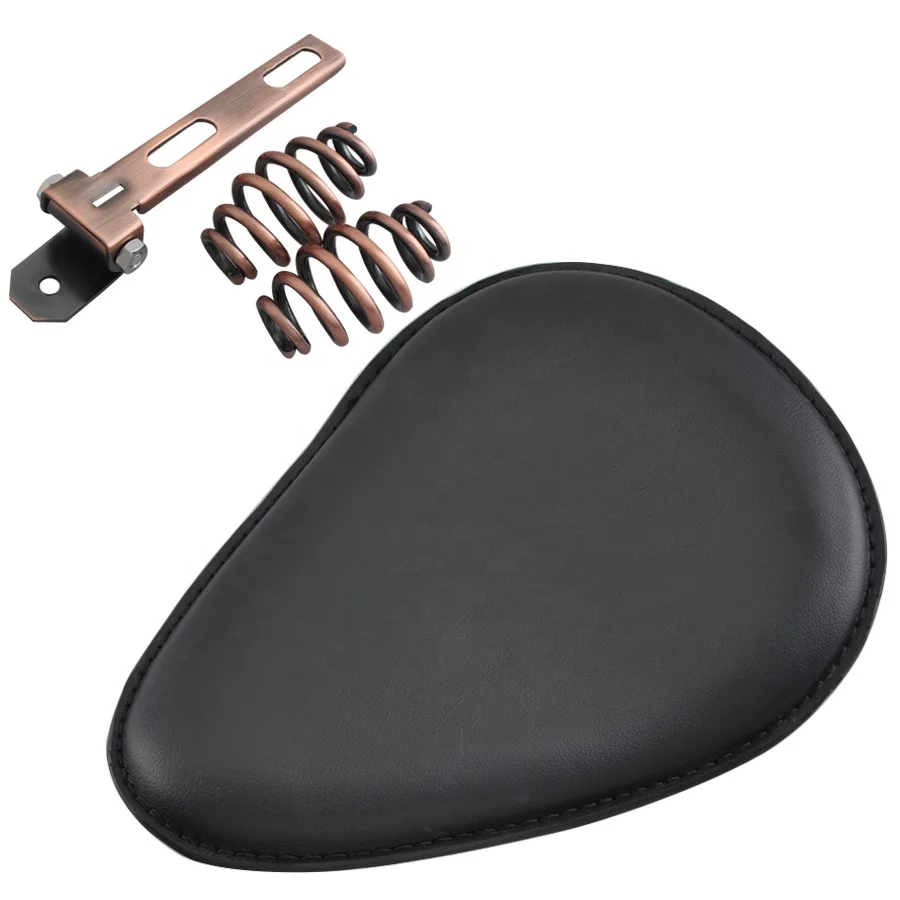Черно-коричневое седло для мотора с медным пружинным кронштейном подходит для Harley Bobber Honda Универсальный