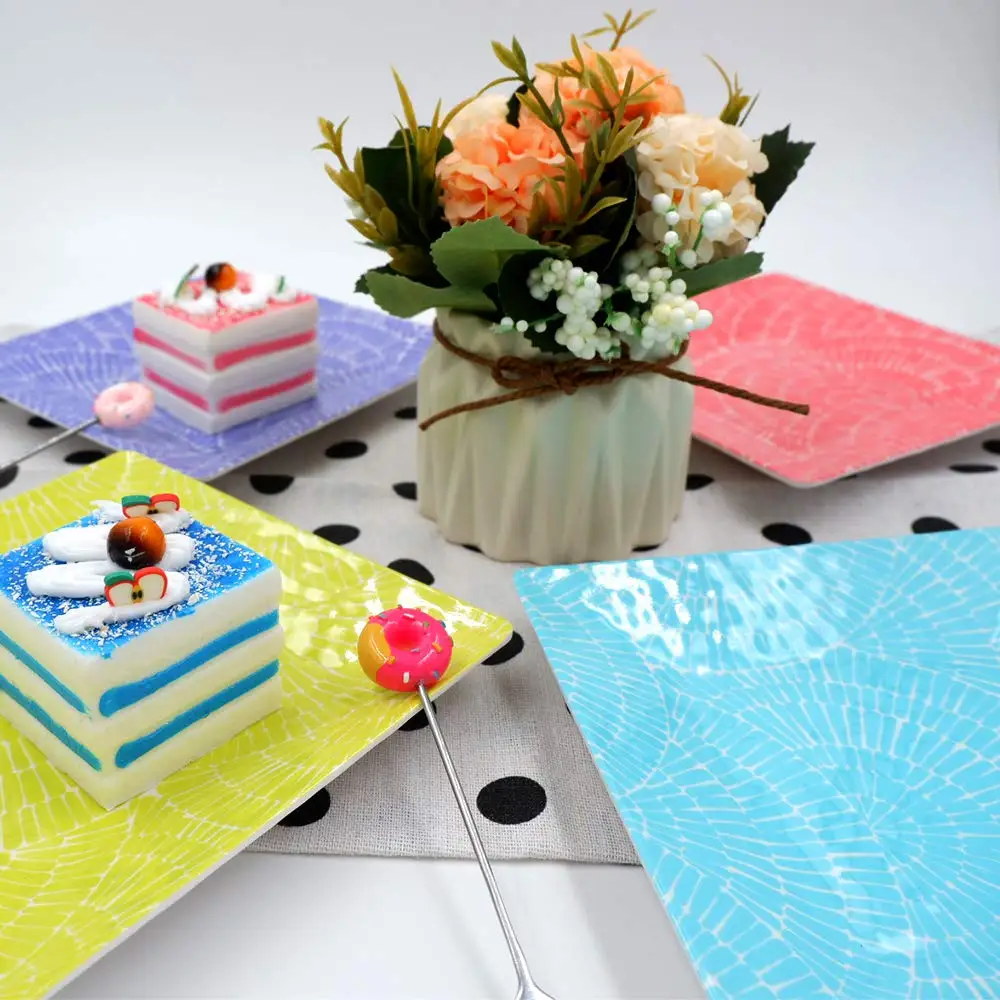  Безопасный и экологически чистый 8 дюймов меламина закуска десерт закуски торт палец-фуд сервировочный квадратная пластина