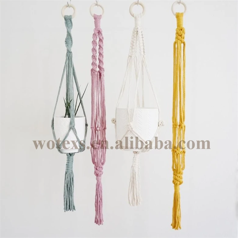 Цветные комнатные вешалки для макраме ручной работы PH179, держатели для горшков, хлопковая вешалка для растений для украшения дома и сада