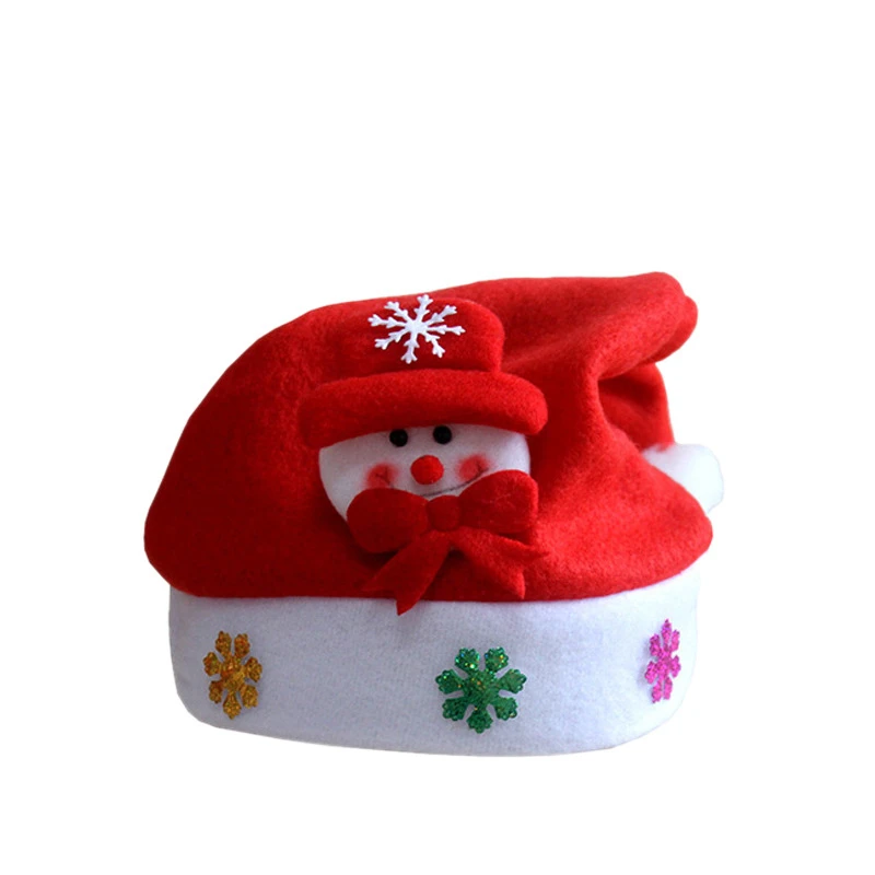 Oemtailor Non woven fabric hat Santa claus face snowman cap Christmas hat with decoration Xmas hat for Christmas and party