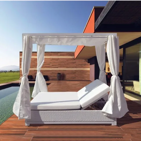 
 Красивая мебель для патио для отеля, удобная Водонепроницаемая популярная садовая Солнечная кровать, уличная алюминиевая кровать, курорт, вилла, Пляжная кровать   (62089865424)