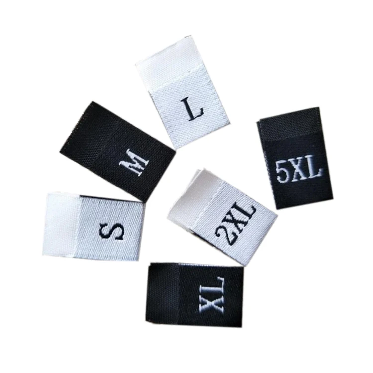 Garment Labels Manufacturer Customized Wholesale Center Fold Clothes Standard Woven Size Label for Clothing