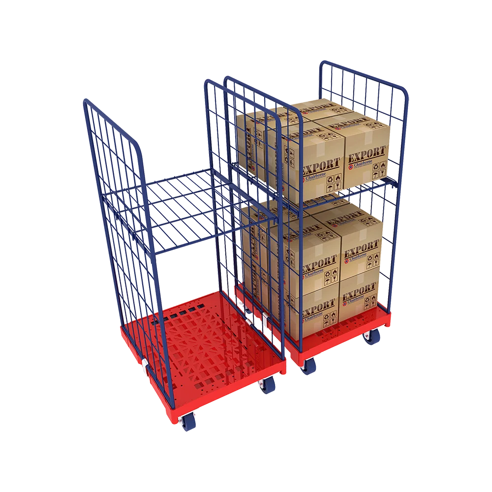 Сетчатый ролл контейнер с платстиковой базой стальной