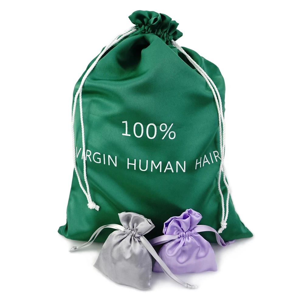 Wholesale Cheap custom top selling hair extension packaging satin bag for wigs