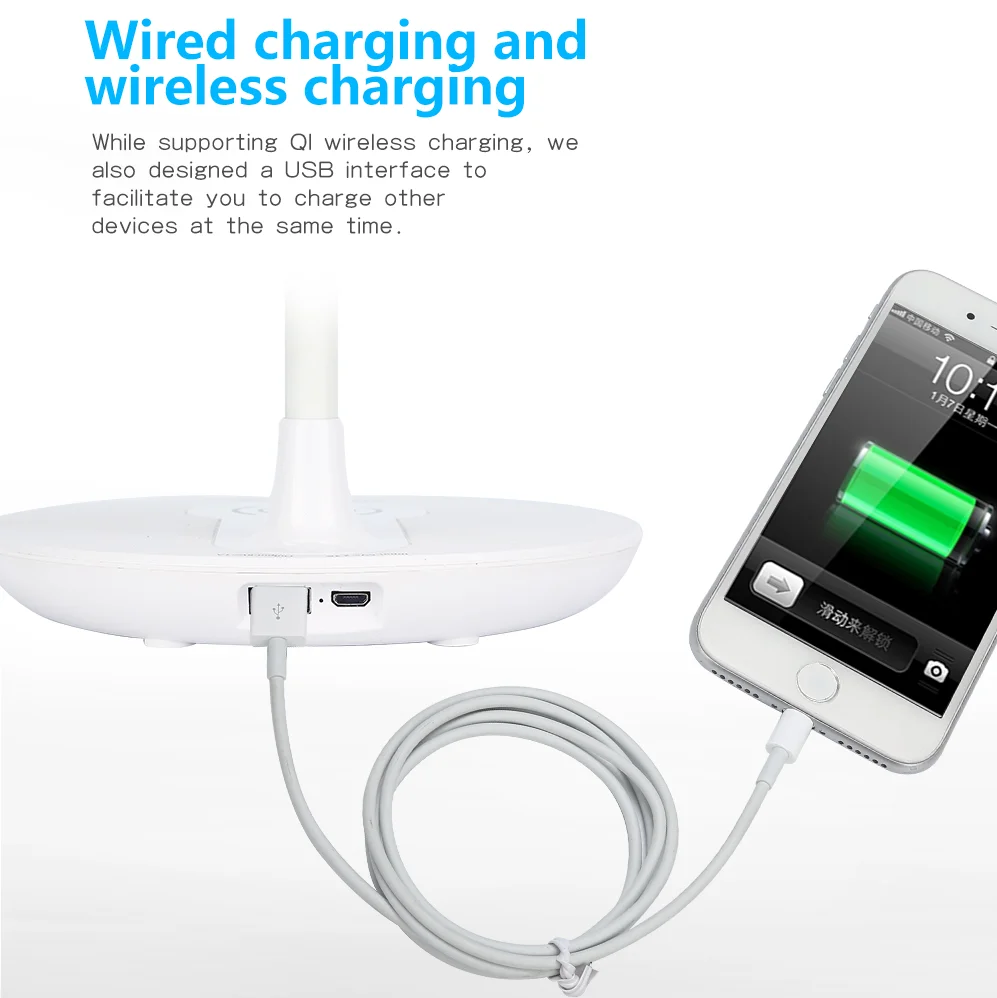 
Free sample dimmable flexible wireless charger led lamp table lamp 