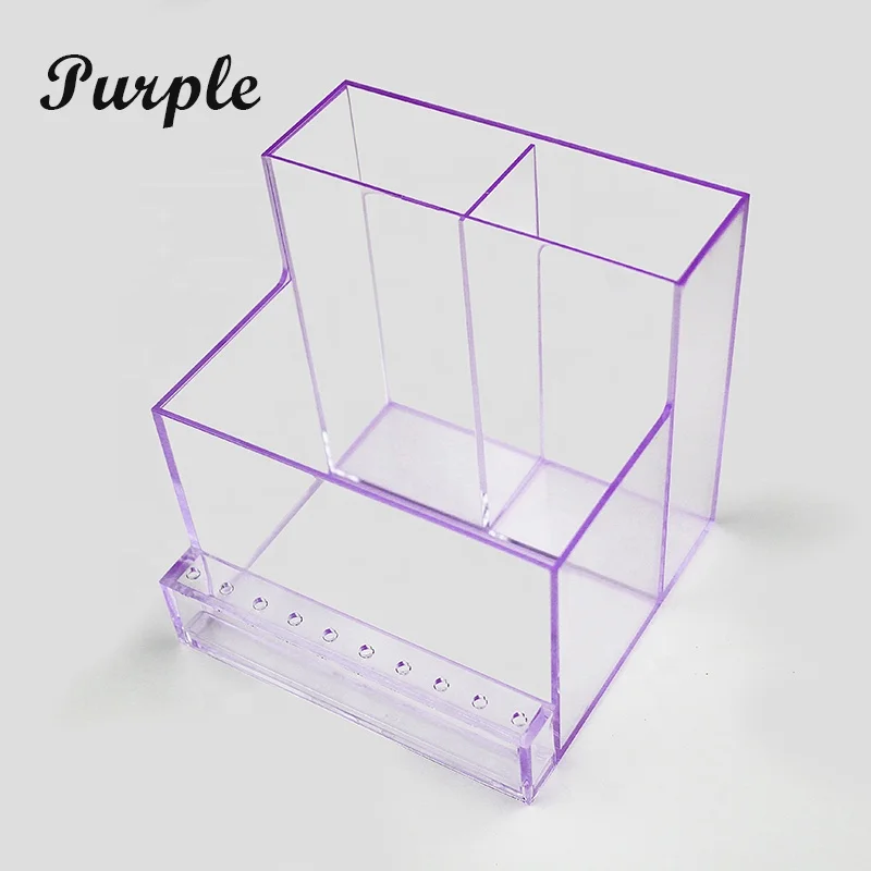 Plastic Nail Supplies Storage Box Rectangle Nail Brushes Case