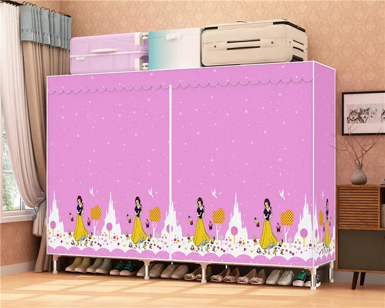 
Cheap simple modern assemble folding portable cloth wardrobe Steel Stable Frame Fabric Cover 8170 