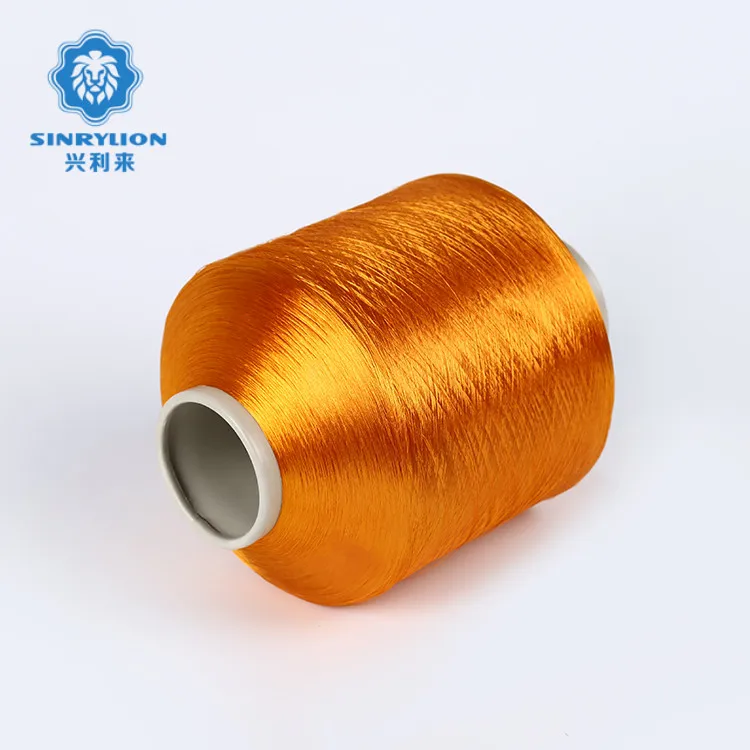 
Bright colors high stretch tenacity FDY polyester dope dyed warp yarn 