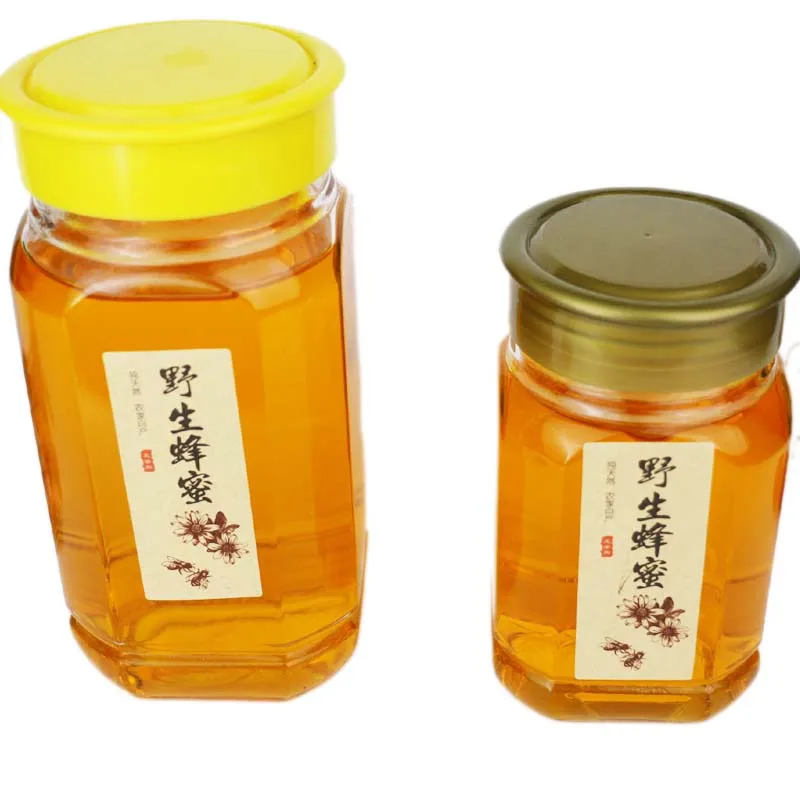 750ml 375ml 500g 1000g Octagonal Glass Honey Jar With Plastic Cover