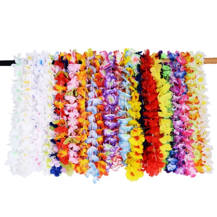F-1387 Wholesale Colorful Artificial Silk Leis Necklace Garland Hawaii Wreaths