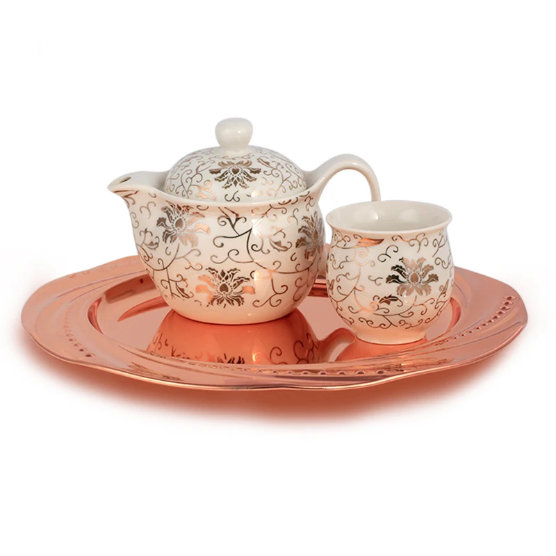 wholesale 30cm stainless steel wedding plate rose gold charger plate