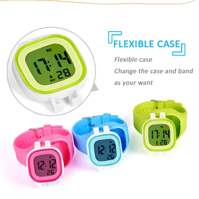 Fashion Silicone Odm Watch 2020 Custom Plastic Kids Square Analog Chocolate Bracelet Design 9mm Chinese Digital Movt Hook Buckle