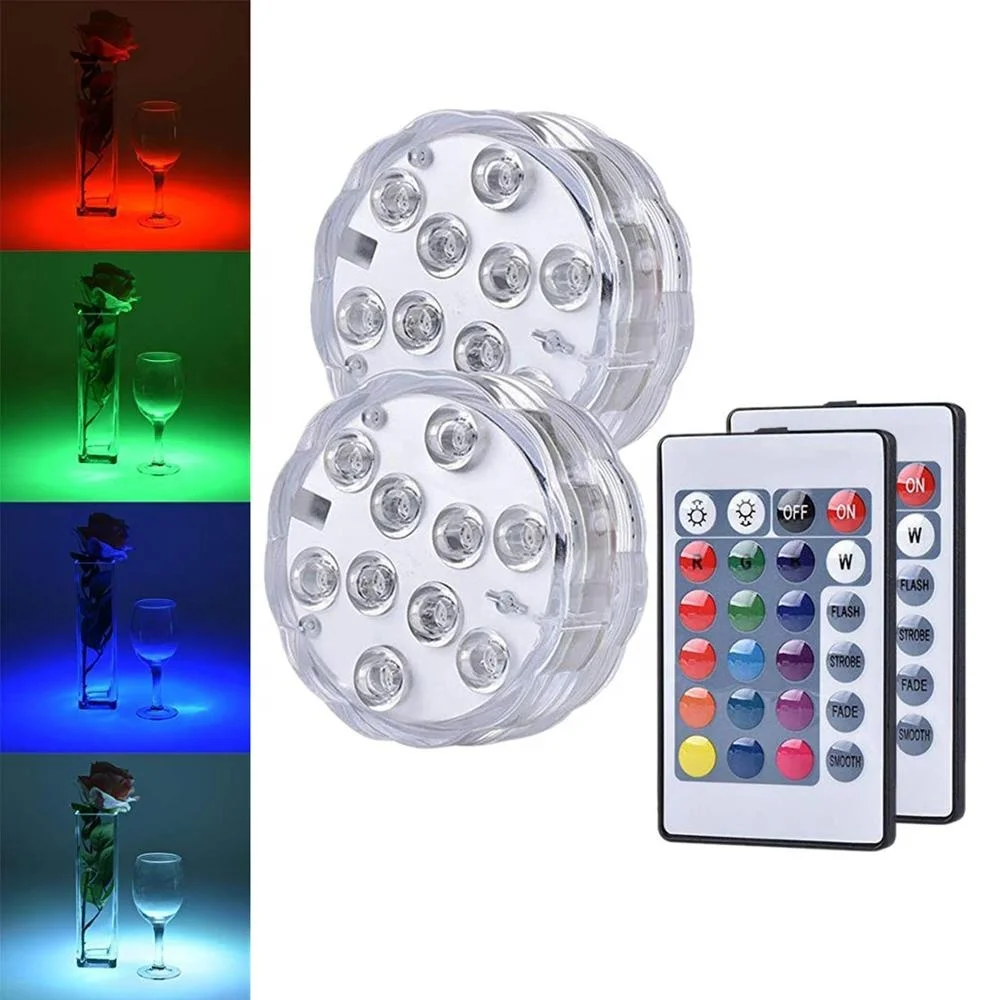 RGB ir remote pond tea light waterproof submersible lights decorative led flower vase light