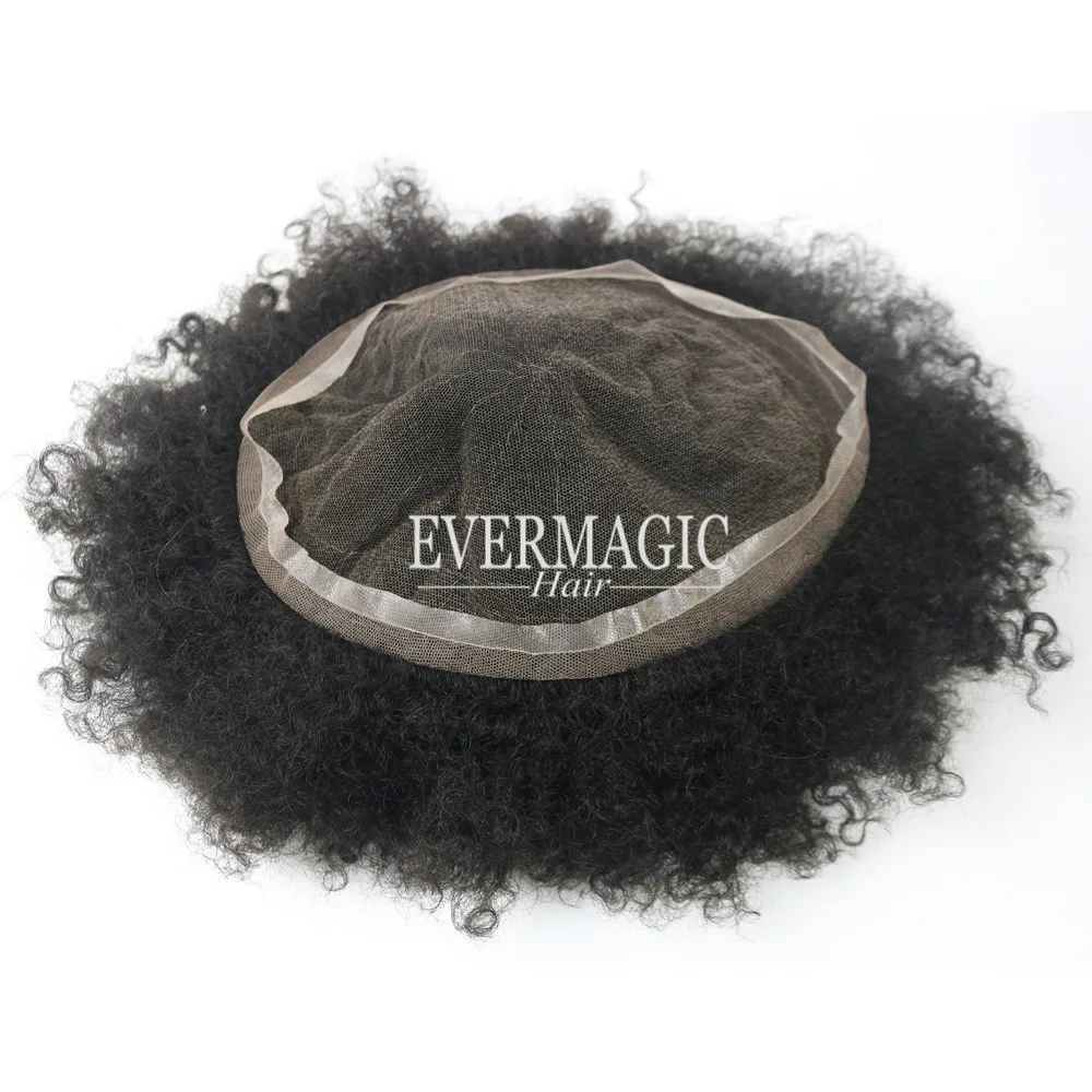 
6mm Afro Kinky Mens Toupee for Black Men Hair Wigs Human Hair Replacement For Hair Loss Men 