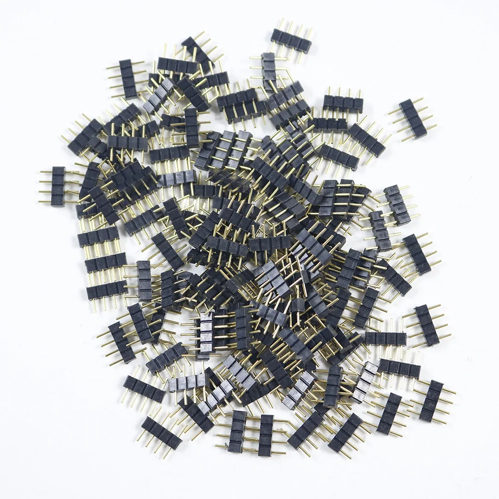 
10mm double-ended male needle 4 pin led connector for rgb led strip 