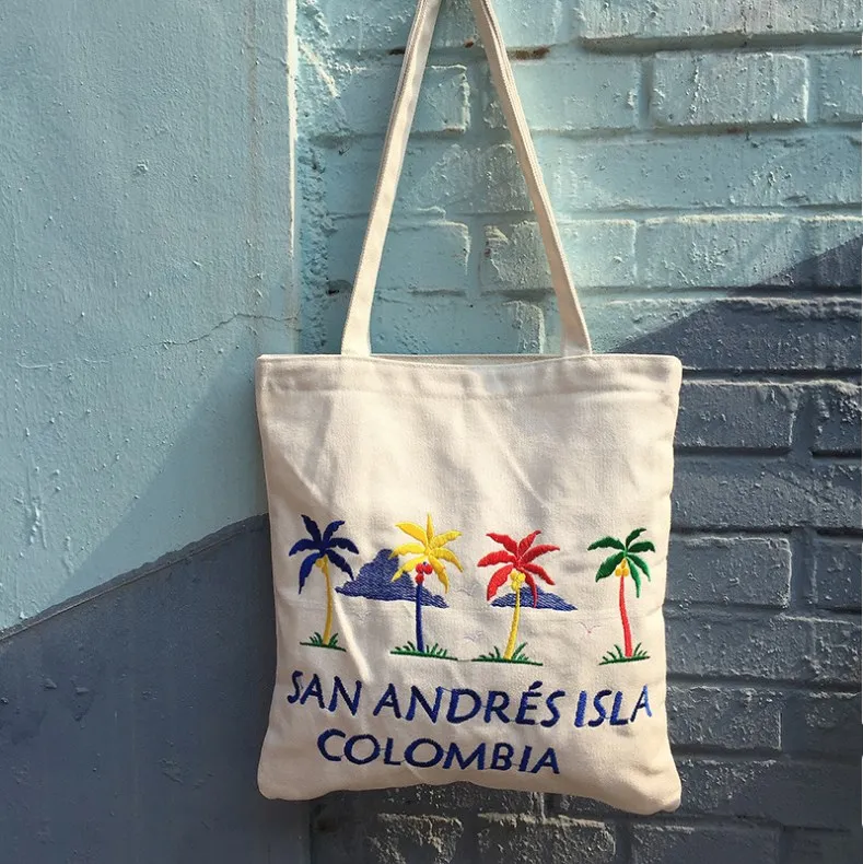 Direct manufacturer eco cotton canvas shopping tote bag embroidery tote bag