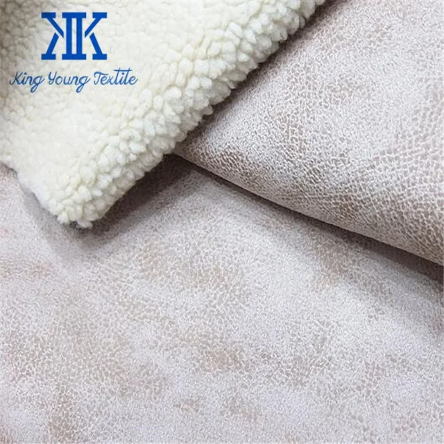 foam backed faux suede fabric with fleece / foam back fabric for upholstery