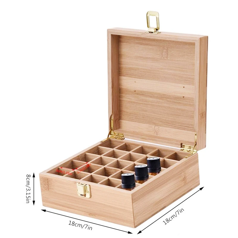 Beautifully 25 bottle wooden essential oil storage organizer box bamboo essential oil box