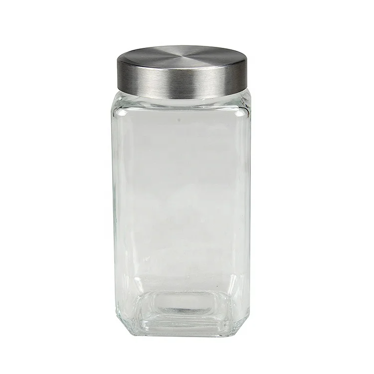 Подгонянный размер разный объем стеклянная банка с металлической крышкой стеклянная посуда