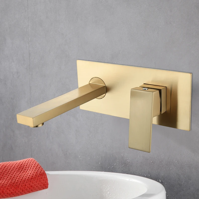 Wall mounted basin faucet Sink Brushed gold basin faucet drain floor drain Mixer Faucet
