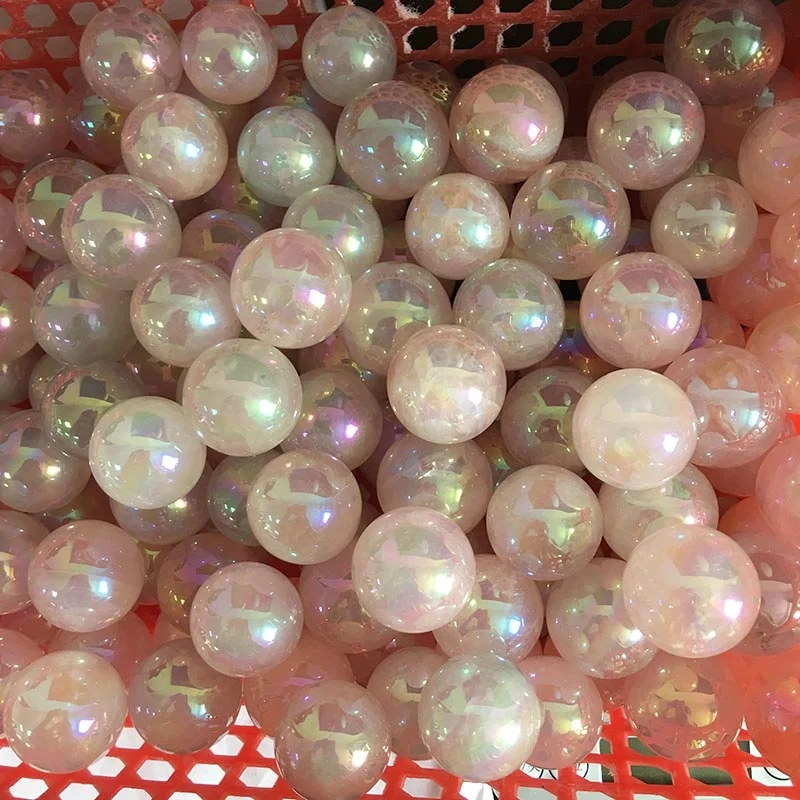 
Factory Produce Electroplating Rainbow Magic Crystal Ball Angel Aura Natural Rose Quartz Sphere 