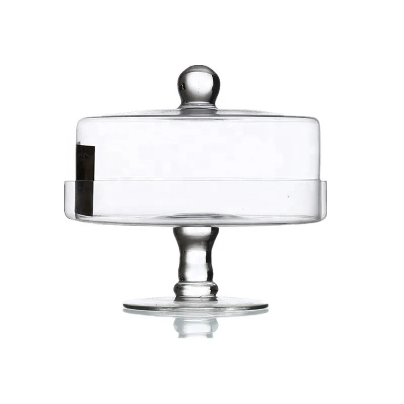 
handmade larger big size Clear Crystal Glass cake cover set for wedding cake stand with domed cover lid 