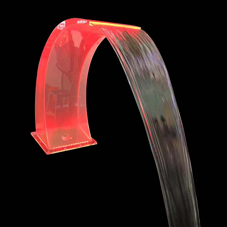 Acrylic pool fountains with colorful LED light swimming pool waterfall fountains