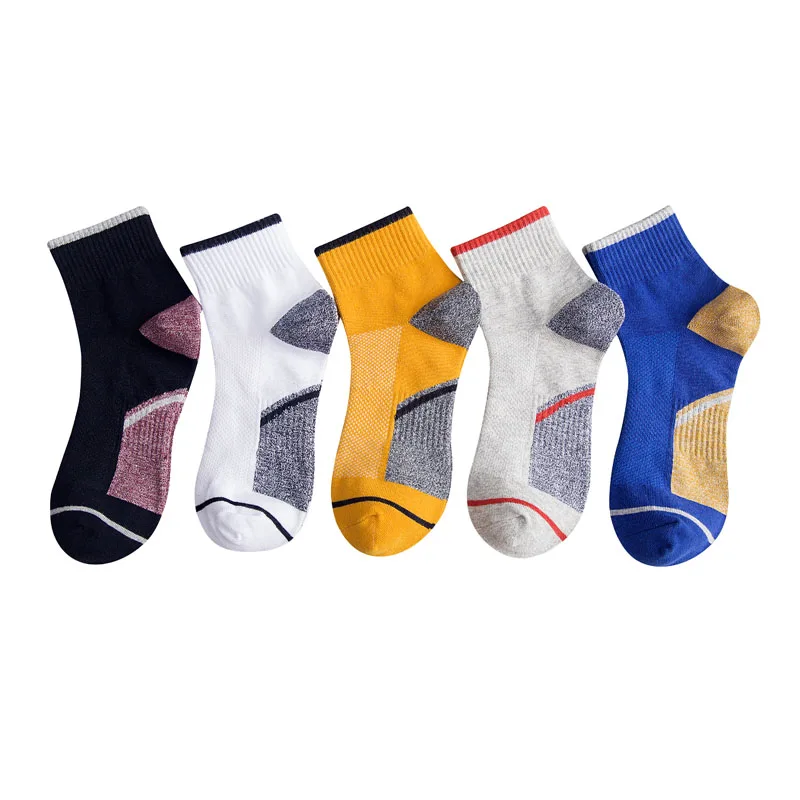 Splicing colorful cotton ankle socks for men
