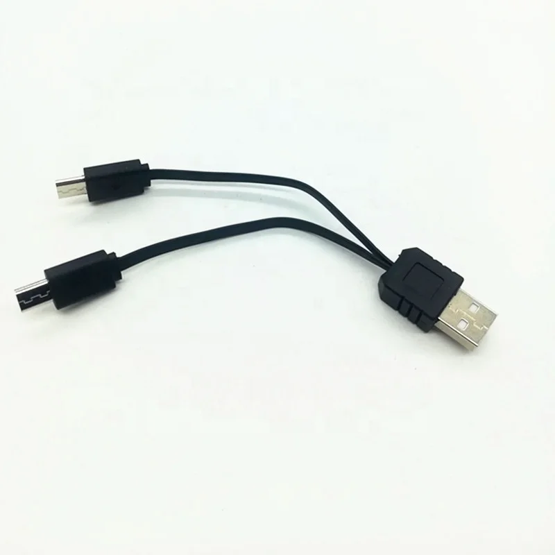 2 в 1 USB 2,0 A папа к 2 двойной головке микро-USB папа Y-образный разветвитель Кабель для передачи данных