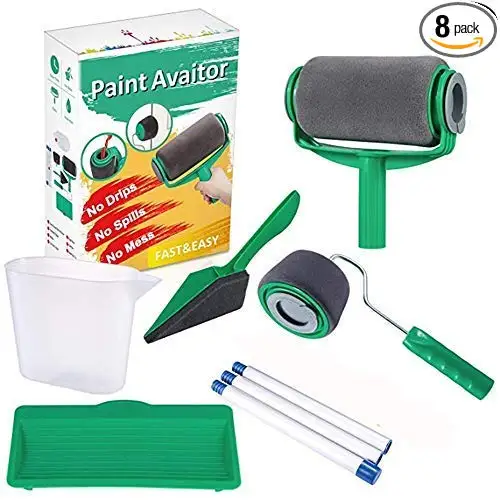 8in1 Set Paint Runner Pro Roller Wall Brush Painting Room Edger Flocked Handle