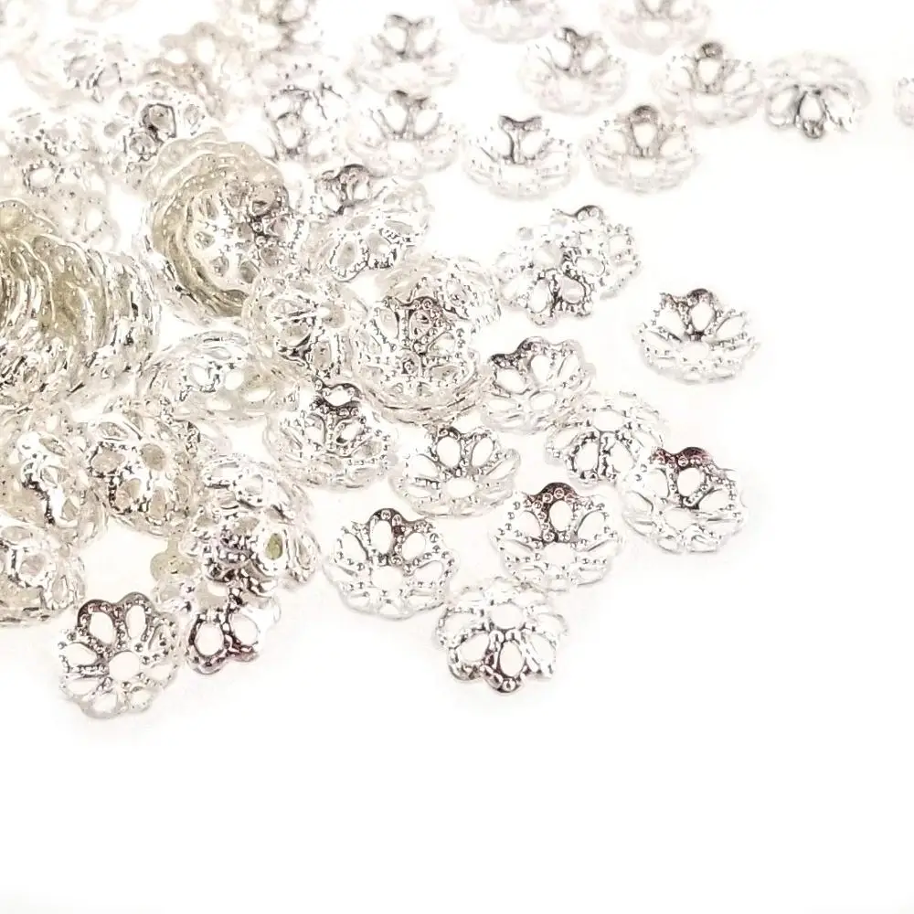 Small Solid Brass Filigree Flower Bead Caps for Jewelry Making