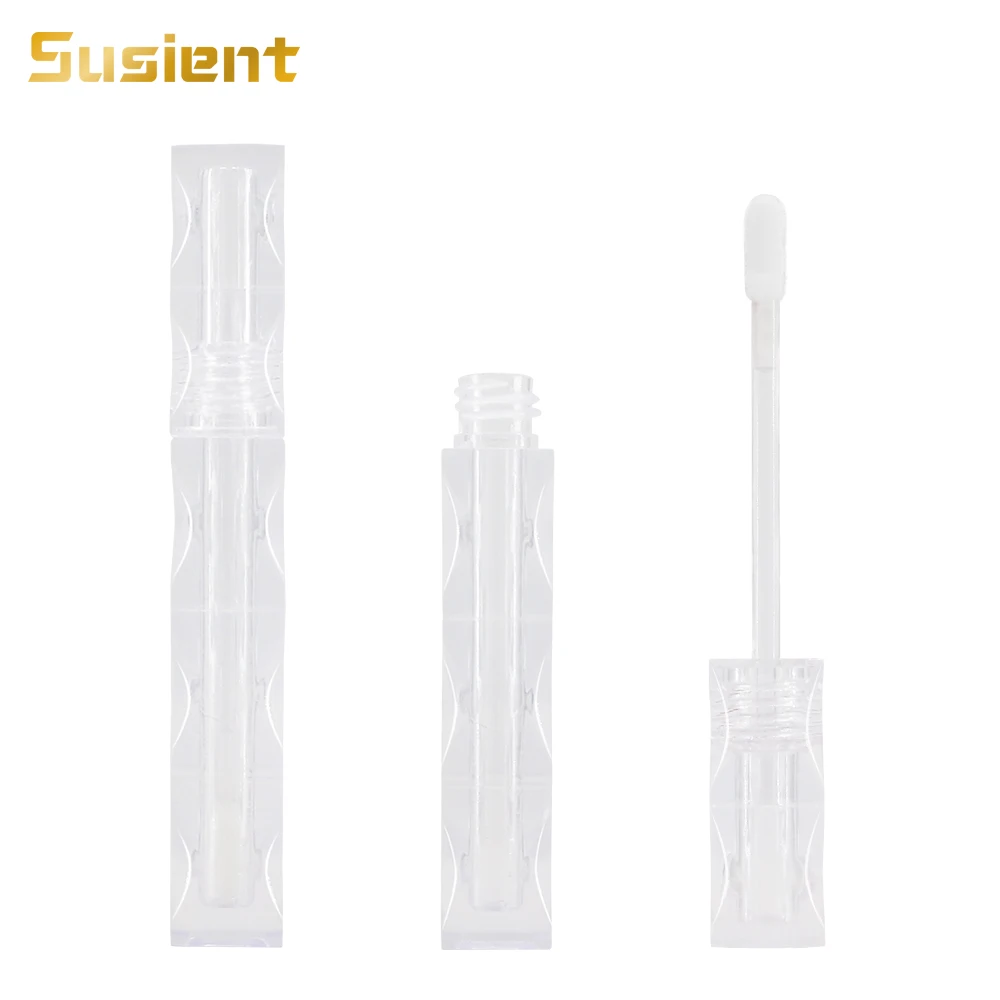 cosmetics packaging luxury transparent lip gloss tubes with wands clear tube bottle unique shape lipgloss tubes