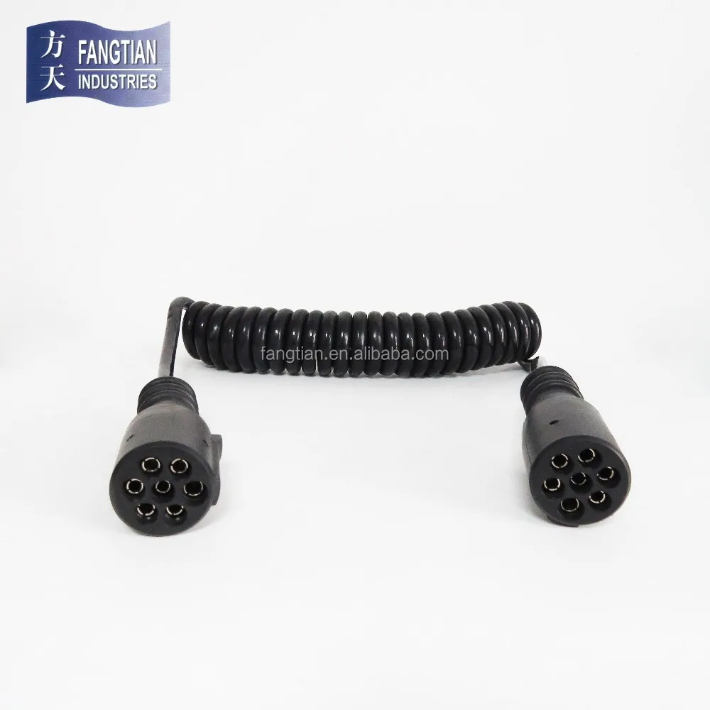 Trailer & Truck Electrical power Cable Trailer Spiral coil with N type moulded trailer plug