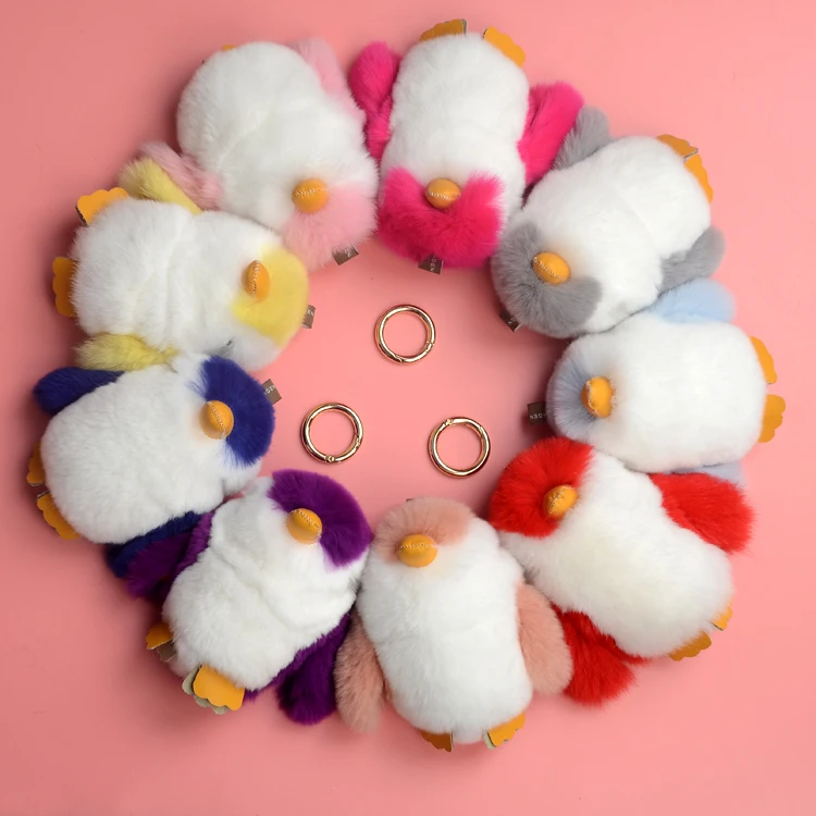 Top Quality Rex Rabbit Fur Penguin Keychain For Bag Pendant Keychain