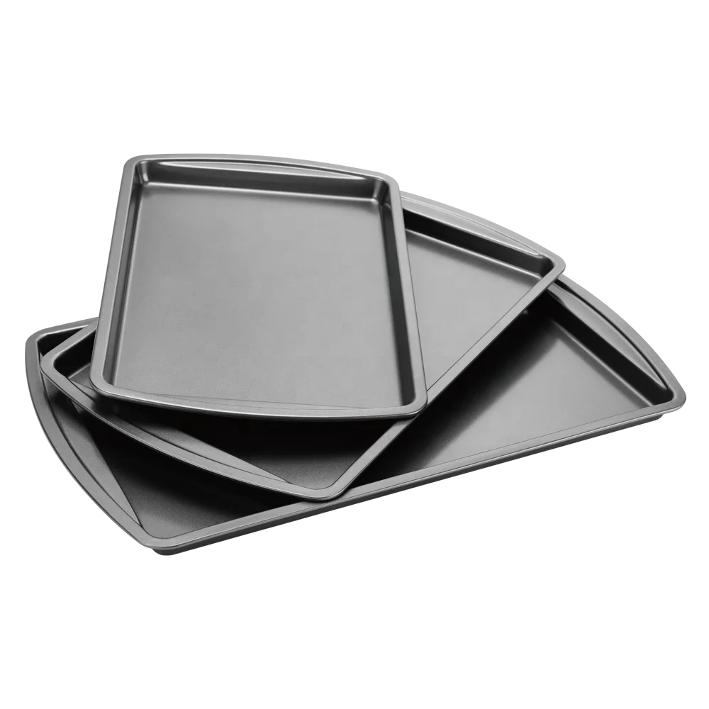 Nonstick Cookie Sheet Baking Pan Oven Baking Tray - Professional Quality Kitchen Cookingbakeware Sets Large and Medium Metal 3pc