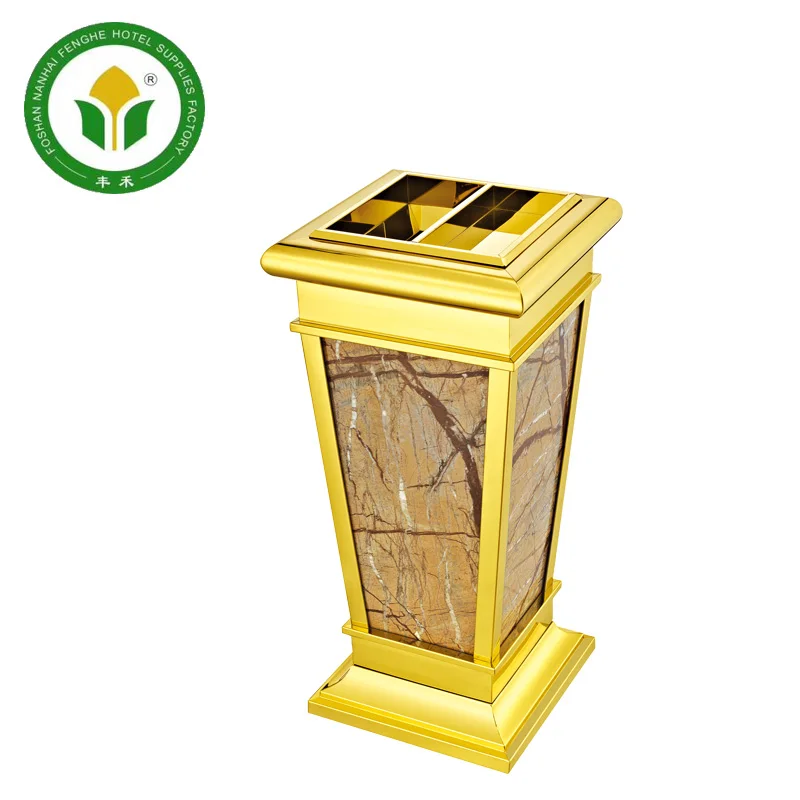 Голден лобби отеля, общественная мусорная корзина из нержавеющей стали, мусорная корзина