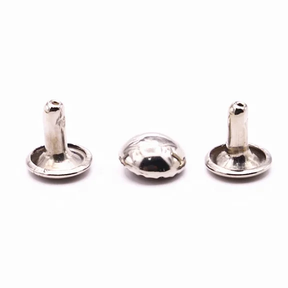 Double cap metal leather garment rivet