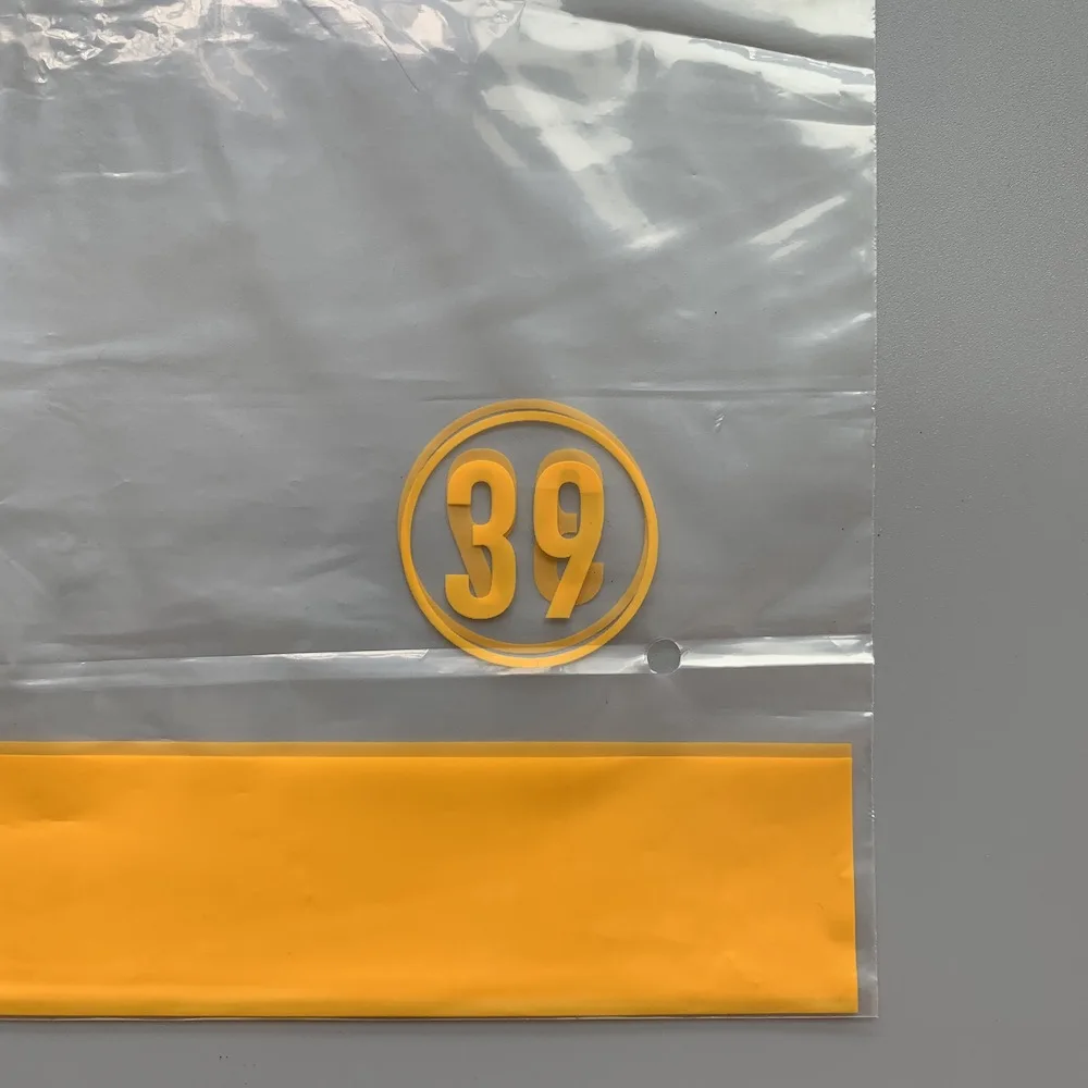 
Transparent PE plastic printed zipper bag with SMLXL SIZE print for clothing 