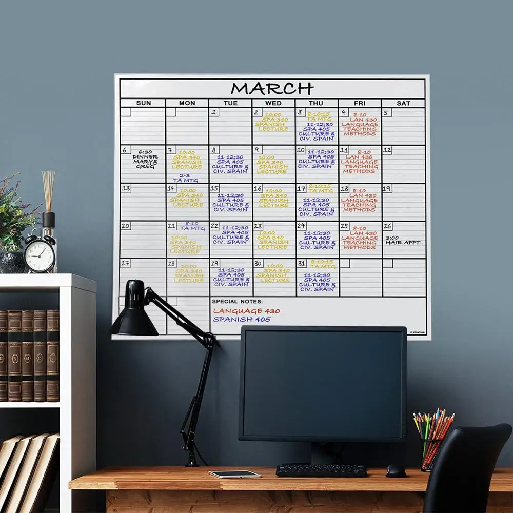 14 x 14  Two Three Month Large Office Supplies Dry Erase Lamination Schedule Calendar