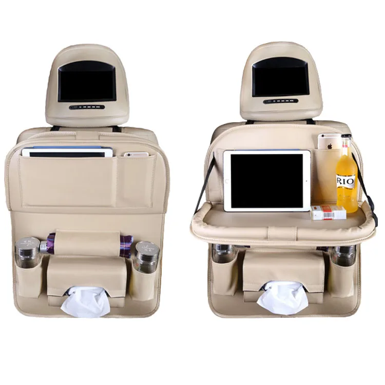 Amazon waterproof travelling kids car back seat organizer with tray