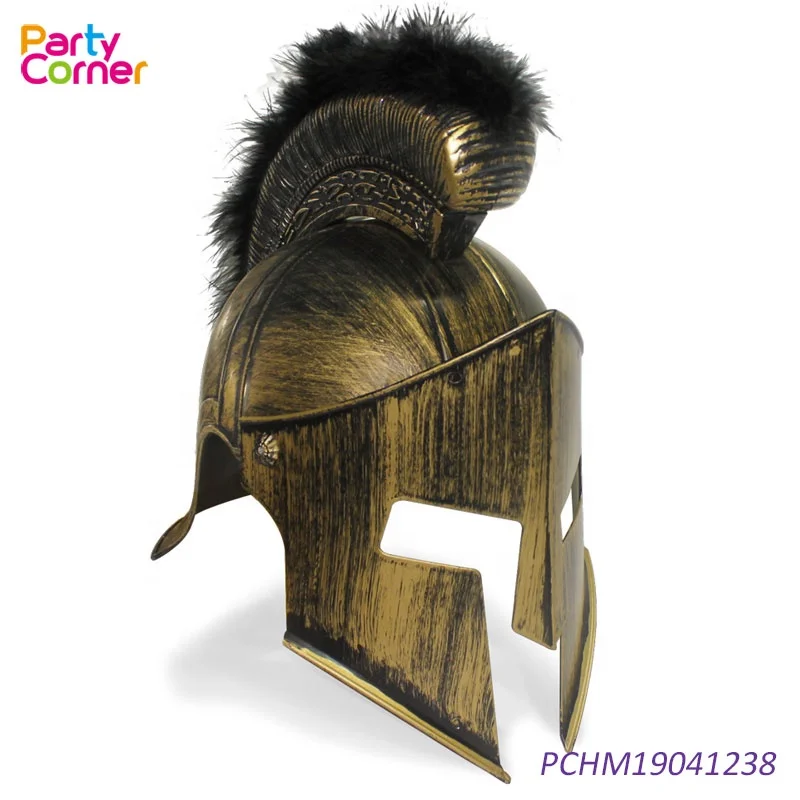 Spartan Helmet Armor Adult Medieval Roman Knight Hat With Hair