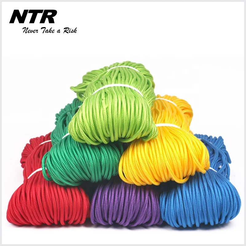 6colors 6mmx15m braided nylon rope Polypropylene rope PP climbing boat yacht sailing line clothesline