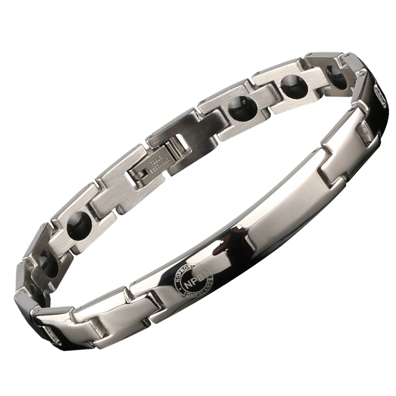 P043 metal silver power charm fashion designers tourmaline germanium titanium jewelry bracelets for men women couple