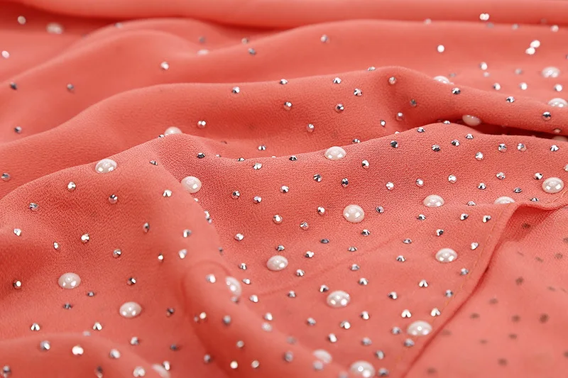 2019 new shades hijab solid color high quality rhinestone beads pearl chiffon hijab scarf shawl